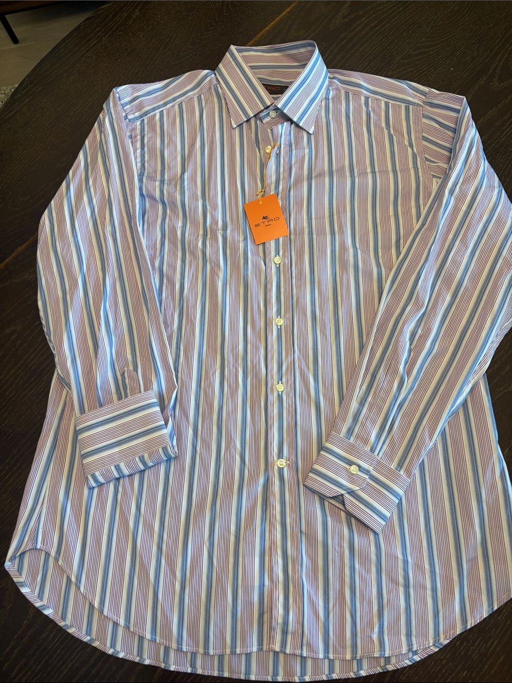 ETRO Men's Striped Dress Shirt — Blue & Pink & White